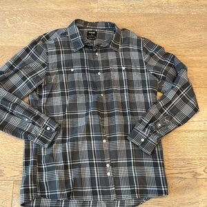 Hurley Flannel Men’s Shirt Size L Black Gray flannel classic fit